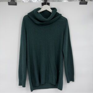 Max Studio Cowl Neck 100% 2-Ply Cashmere Green Sweater Large